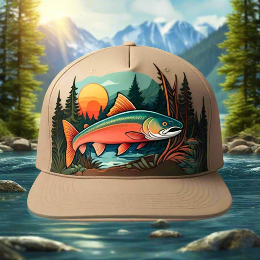 Hats-Nature & Animals.3: Salmon-River-Sun-Forest - Global Warming Warrior Wear, "S.P.C." A Social Purpose Corporation  