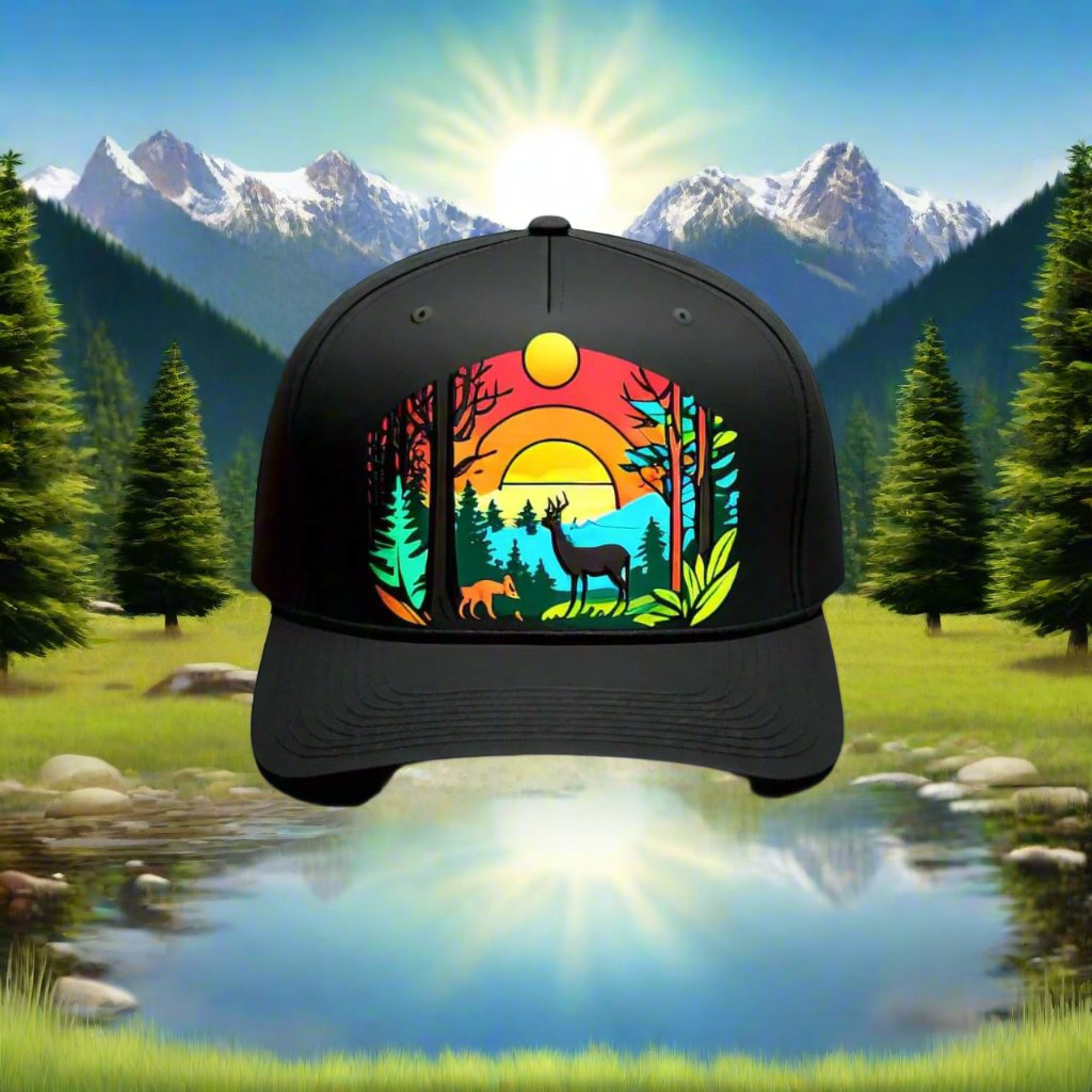 Hats-Nature & Animals.4: Sun-Trees-Deer - Global Warming Warrior Wear, "S.P.C." A Social Purpose Corporation  