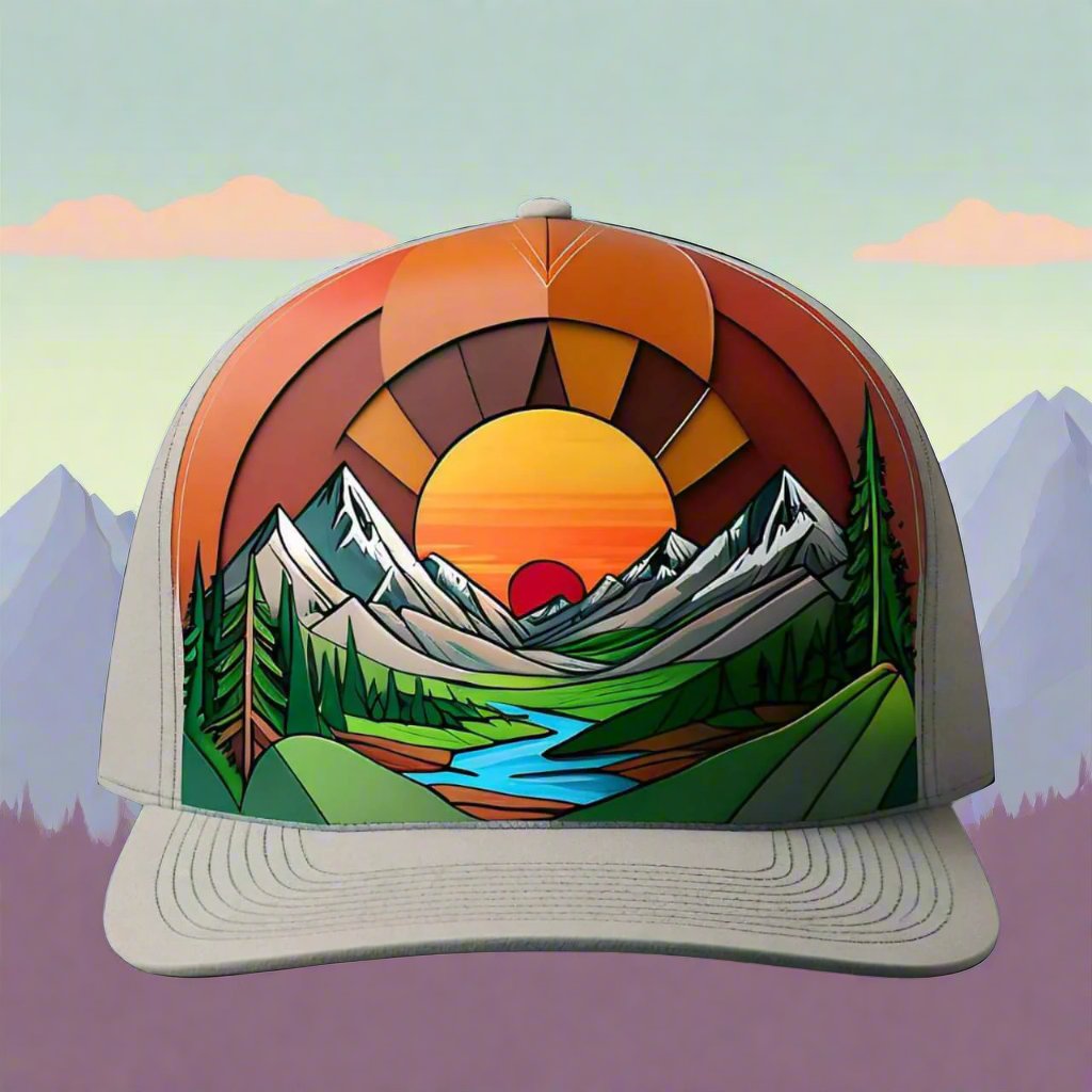 Hats-Nature & Animals.12: Sun-Mountains-River-Forest - Global Warming Warrior Wear, "S.P.C." A Social Purpose Corporation  