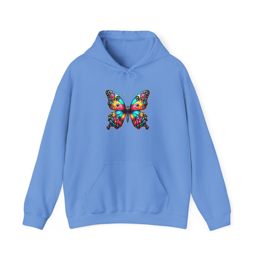 AMAZON APPAREL COMPANY: Beautiful Vibrant Butterfly - Hoodie - Global Warming Warrior Wear, "S.P.C." A Social Purpose Corporation  