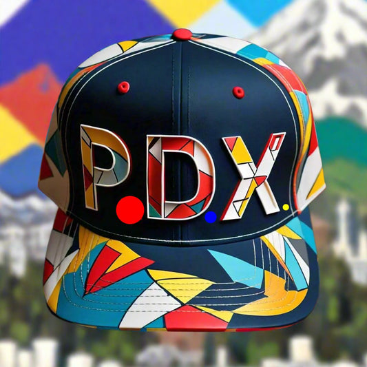 HATS-Streetwear-Cityscape.1: PDX-Portland-Abstract - Global Warming Warrior Wear, "S.P.C." A Social Purpose Corporation  