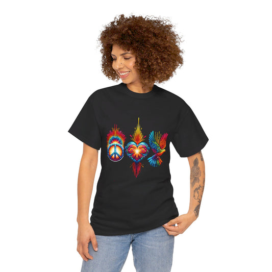 2-A. Peace-Love-Unity / Unisex Graphic Tee Shirt - Global Warming Warrior Wear, "S.P.C." A Social Purpose Corporation  