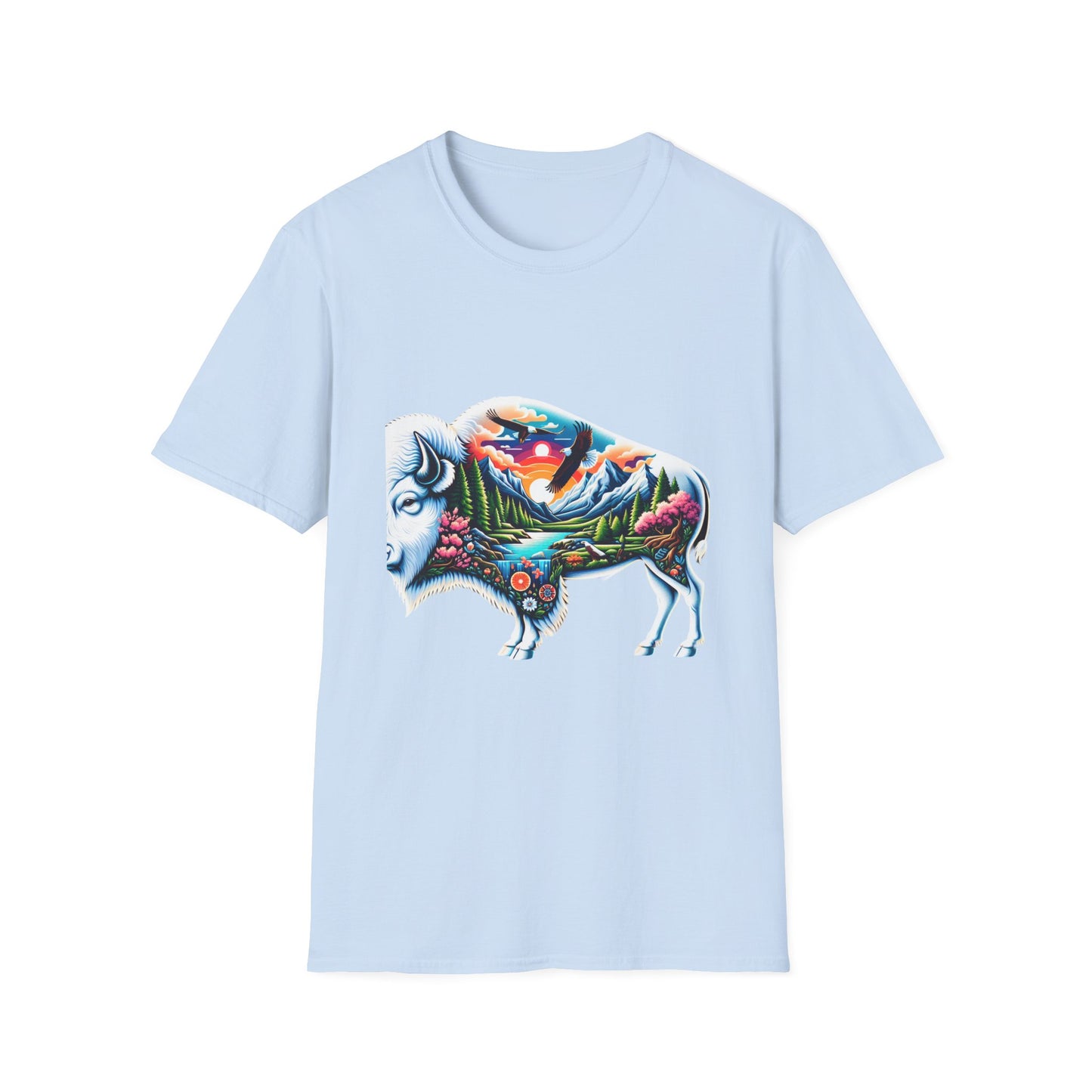 White Bison-1. Native American Inspired / Unisex Graphic Tee Shirt - Global Warming Warrior Wear, "S.P.C." A Social Purpose Corporation  