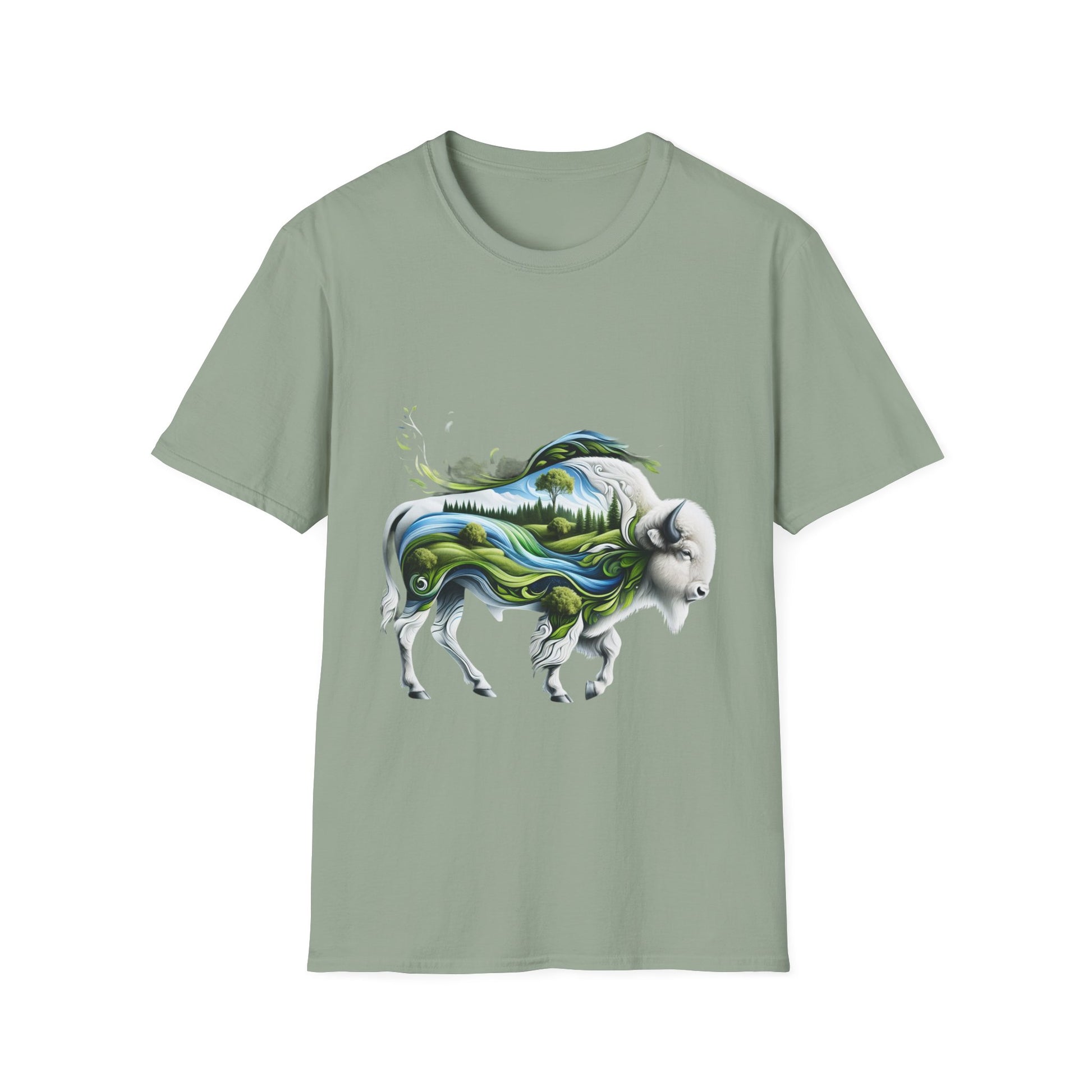 White Bison-3. Native American Inspired / Unisex Graphic Tee Shirt - Global Warming Warrior Wear, "S.P.C." A Social Purpose Corporation  