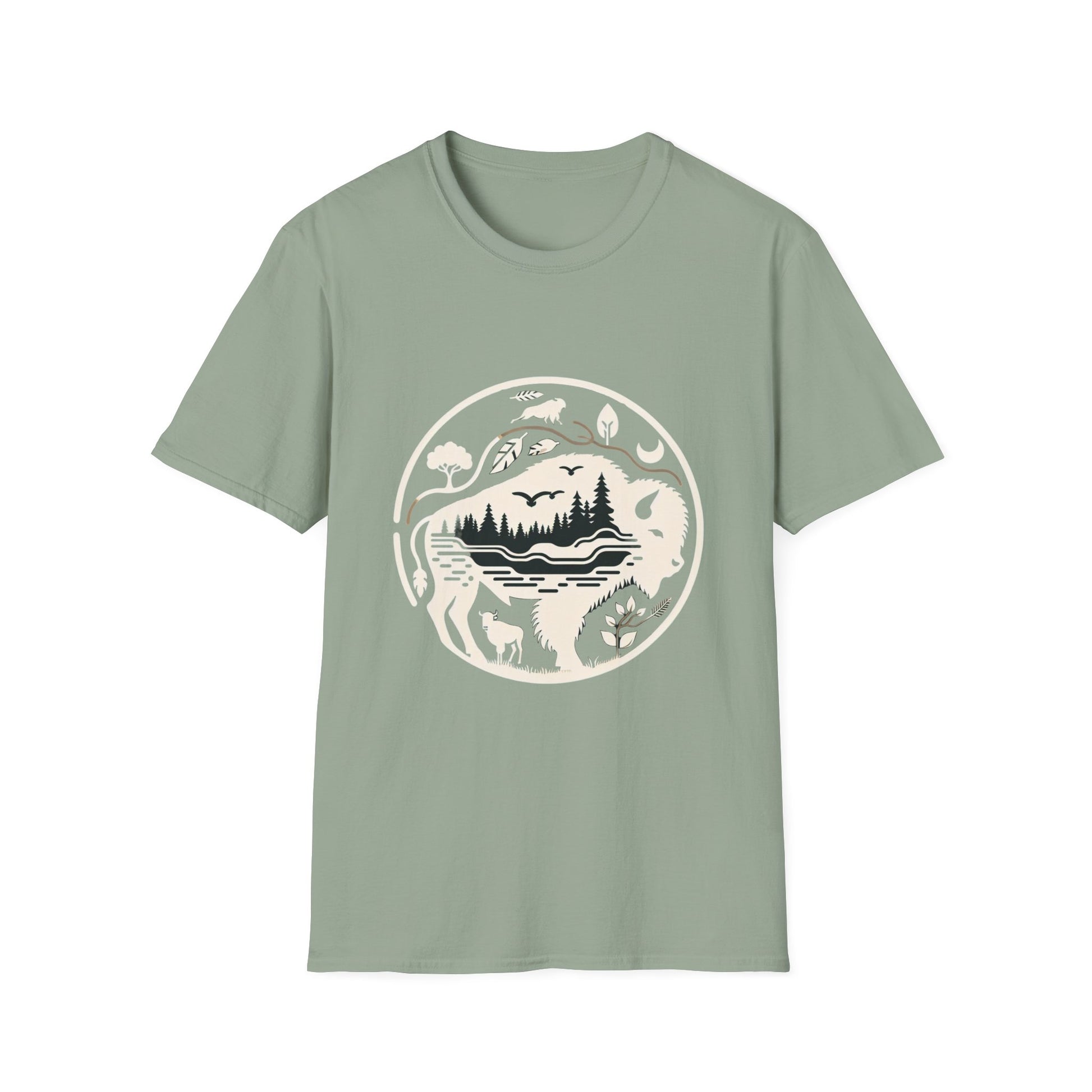 White Bison-4. Native American Inspired / Unisex Graphic Tee Shirt - Global Warming Warrior Wear, "S.P.C." A Social Purpose Corporation  